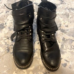 Women leather scorch combat boots